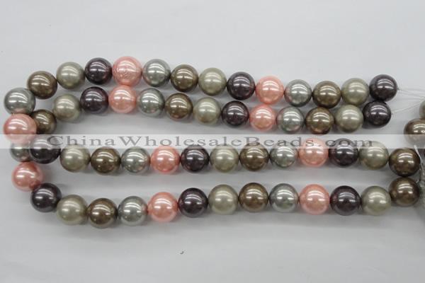 CSB1140 15.5 inches 14mm round mixed color shell pearl beads