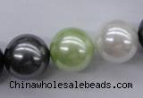 CSB1152 15.5 inches 16mm round mixed color shell pearl beads