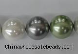 CSB1153 15.5 inches 16mm round mixed color shell pearl beads