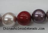 CSB1154 15.5 inches 16mm round mixed color shell pearl beads