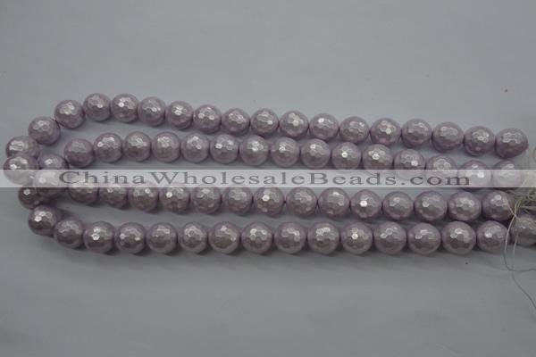 CSB1181 15.5 inches 8mm faceted round shell pearl beads