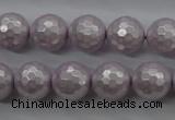 CSB1182 15.5 inches 10mm faceted round shell pearl beads