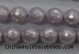 CSB1183 15.5 inches 12mm faceted round shell pearl beads