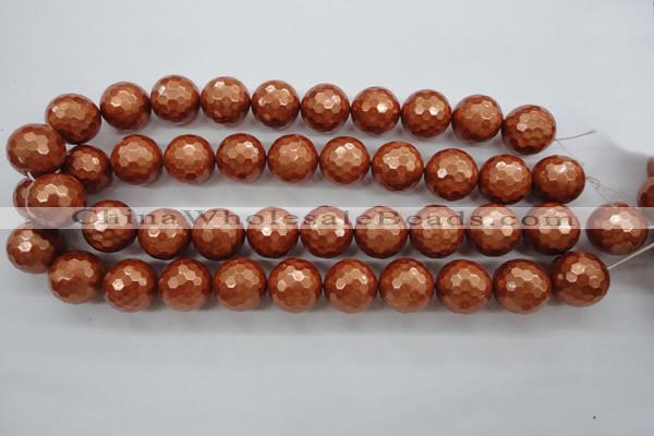 CSB1199 15.5 inches 18mm faceted round shell pearl beads