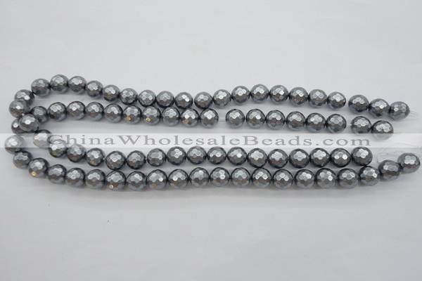 CSB1201 15.5 inches 10mm faceted round shell pearl beads