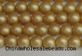 CSB1380 15.5 inches 4mm matte round shell pearl beads wholesale