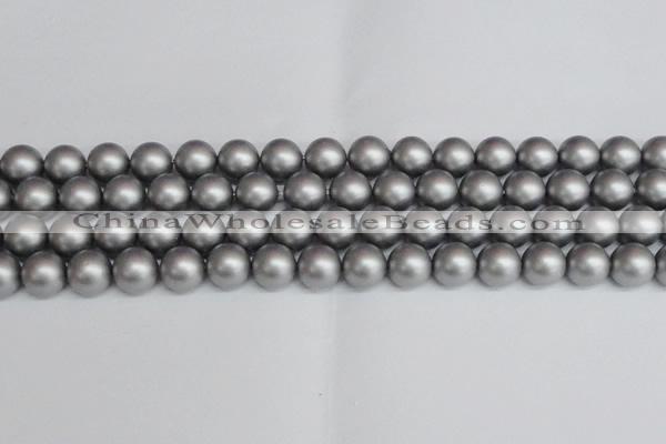 CSB1444 15.5 inches 12mm matte round shell pearl beads wholesale