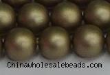 CSB1675 15.5 inches 14mm round matte shell pearl beads wholesale