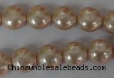 CSB180 15.5 inches 12mm flat round shell pearl beads wholesale