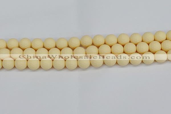 CSB1803 15.5 inches 10mm faceetd round matte shell pearl beads