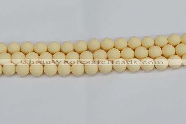 CSB1803 15.5 inches 10mm faceetd round matte shell pearl beads