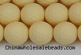 CSB1804 15.5 inches 12mm faceetd round matte shell pearl beads