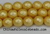 CSB1811 15.5 inches 6mm faceetd round matte shell pearl beads