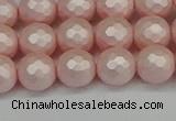 CSB1832 15.5 inches 8mm faceetd round matte shell pearl beads