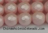 CSB1835 15.5 inches 14mm faceetd round matte shell pearl beads