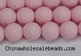 CSB1841 15.5 inches 6mm faceetd round matte shell pearl beads