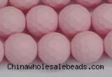 CSB1844 15.5 inches 12mm faceetd round matte shell pearl beads