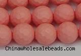 CSB1853 15.5 inches 10mm faceetd round matte shell pearl beads