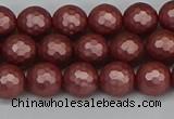 CSB1861 15.5 inches 6mm faceetd round matte shell pearl beads