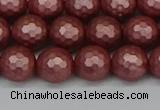 CSB1862 15.5 inches 8mm faceetd round matte shell pearl beads