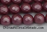 CSB1872 15.5 inches 8mm faceetd round matte shell pearl beads