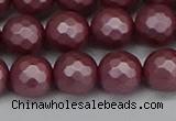 CSB1873 15.5 inches 10mm faceetd round matte shell pearl beads