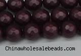 CSB1881 15.5 inches 6mm faceted round matte shell pearl beads