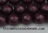 CSB1883 15.5 inches 10mm faceted round matte shell pearl beads