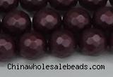 CSB1883 15.5 inches 10mm faceted round matte shell pearl beads