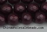 CSB1884 15.5 inches 12mm faceted round matte shell pearl beads