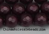 CSB1885 15.5 inches 14mm faceted round matte shell pearl beads