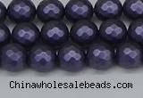 CSB1891 15.5 inches 6mm faceted round matte shell pearl beads