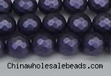 CSB1892 15.5 inches 8mm faceted round matte shell pearl beads