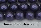 CSB1893 15.5 inches 10mm faceted round matte shell pearl beads