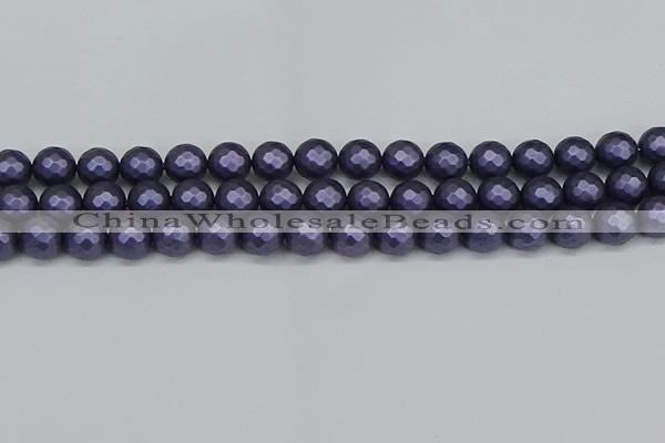 CSB1893 15.5 inches 10mm faceted round matte shell pearl beads