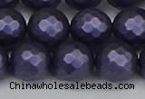 CSB1895 15.5 inches 14mm faceted round matte shell pearl beads