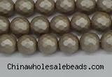 CSB1901 15.5 inches 6mm faceted round matte shell pearl beads