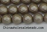 CSB1903 15.5 inches 10mm faceted round matte shell pearl beads