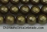 CSB1912 15.5 inches 8mm faceted round matte shell pearl beads