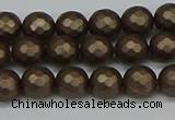 CSB1921 15.5 inches 6mm faceted round matte shell pearl beads
