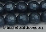 CSB1975 15.5 inches 14mm faceted round matte shell pearl beads