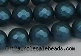 CSB1983 15.5 inches 10mm faceted round matte shell pearl beads