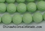 CSB1992 15.5 inches 8mm faceted round matte shell pearl beads