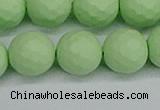 CSB1995 15.5 inches 14mm faceted round matte shell pearl beads