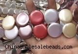 CSB2148 15.5 inches 30mm coin mixed shell pearl beads wholesale