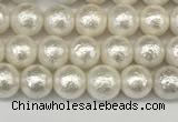 CSB2200 15.5 inches 4mm round wrinkled shell pearl beads wholesale