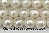 CSB2201 15.5 inches 6mm round wrinkled shell pearl beads wholesale