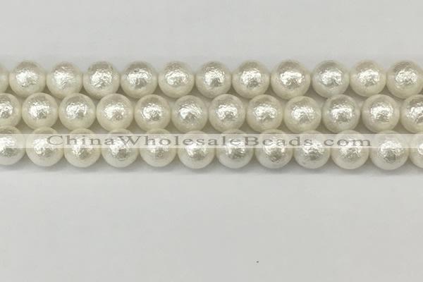 CSB2203 15.5 inches 10mm round wrinkled shell pearl beads wholesale