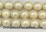 CSB2210 15.5 inches 4mm round wrinkled shell pearl beads wholesale