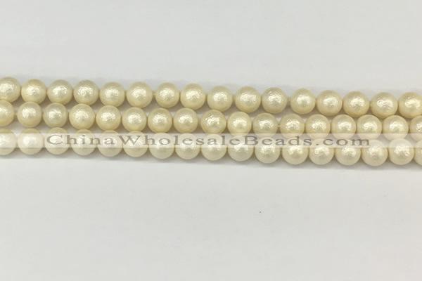 CSB2211 15.5 inches 6mm round wrinkled shell pearl beads wholesale